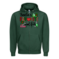 Sports Green santa's favorite nail tech Zipper Hoodie - AdoDesignShop