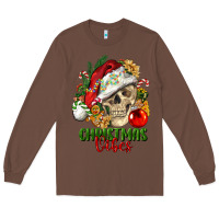 Chestnut Christmas Vibes Human Skull Long Sleeve Tee - FaDigitalArtStudio