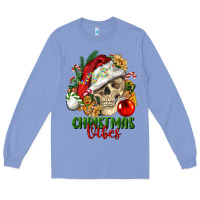 Colony Blue Christmas Vibes Human Skull Long Sleeve Tee - FaDigitalArtStudio
