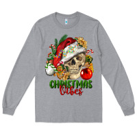 Heather Grey Christmas Vibes Human Skull Long Sleeve Tee - FaDigitalArtStudio