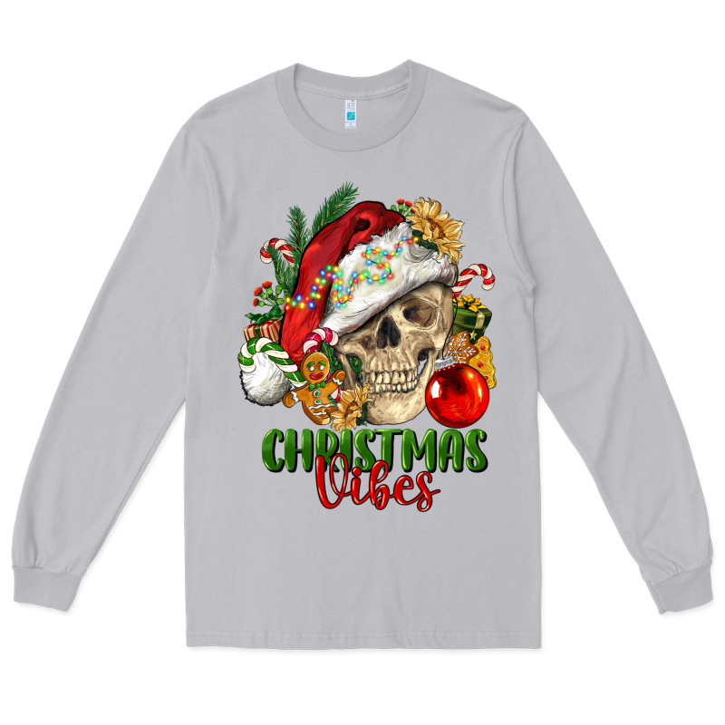 Christmas Vibes Human Skull Long Sleeve Tee by FaDigitalArtStudio | Teevron