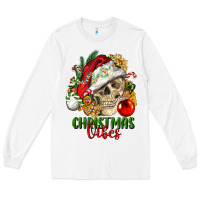 White Christmas Vibes Human Skull Long Sleeve Tee - FaDigitalArtStudio