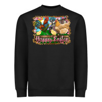Black happy easter rooster chicken and chick Heavyweight Sweatshirt - RanaPortraitStore