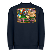 Navy happy easter rooster chicken and chick Heavyweight Sweatshirt - RanaPortraitStore
