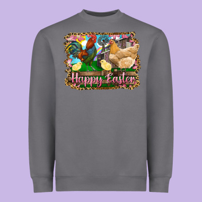 Heavyweight Sweatshirt happy easter rooster chicken and chick