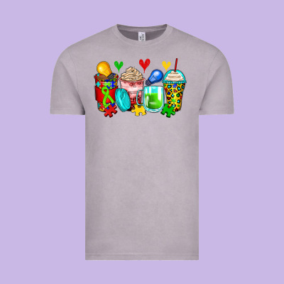 Autism Coffee Cups Vintage Tee Designed By Zillion Design Studio