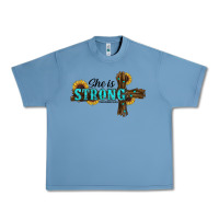 Pebble Blue she i̇s strong western cross Urban Heavy Tee - RanaPortraitStore