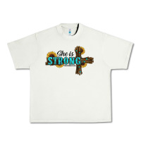 Pistachio she i̇s strong western cross Urban Heavy Tee - RanaPortraitStore