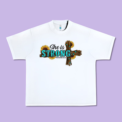 She İs Strong Western Cross Urban Heavy Tee Designed By Ranaportraitstore