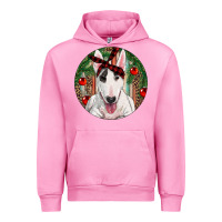Fuchsia Pink Christmas Bull Terrier Urban Hoodie - RanaPortraitStore