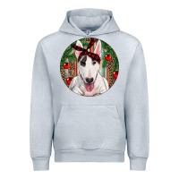 Heather Grey Christmas Bull Terrier Urban Hoodie - RanaPortraitStore