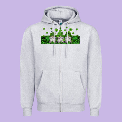 St Patricks Gnomes Zipper Hoodie Designed By Jasminsmagicworld