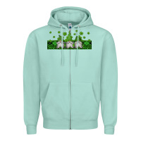 Seafoam st patricks gnomes Zipper Hoodie - Jasminsmagicworld