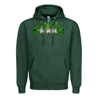 Sports Green st patricks gnomes Zipper Hoodie - Jasminsmagicworld