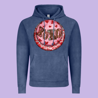 Vintage Hoodie Western valentine's day xoxo round earrings