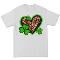 Dove Grey st patricks day leopard heart with shamrocks Premium Tee - Artiststas