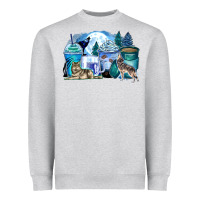 Heather Grey wolf coffee cups Heavyweight Sweatshirt - Zillion Design Studio