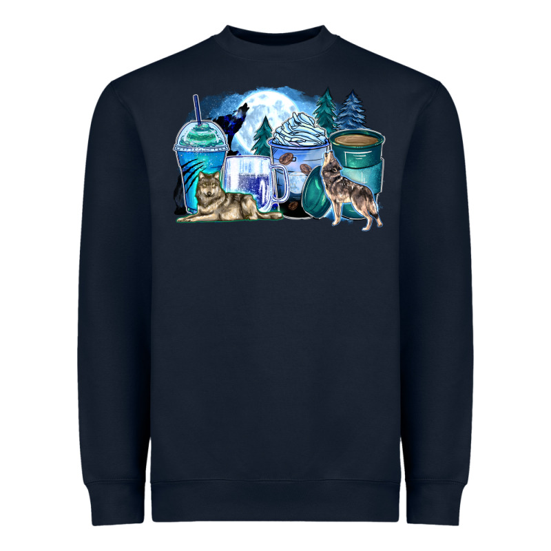 Wolf Coffee Cups Heavyweight Sweatshirt by Zillion Design Studio | Teevron