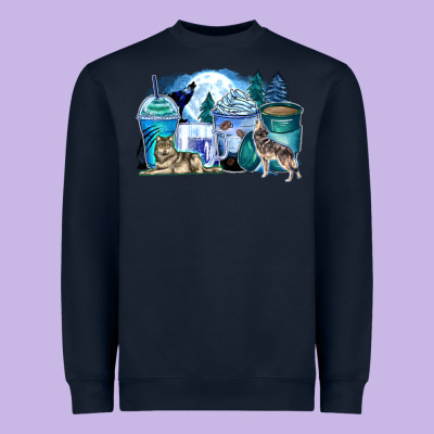 Wolf Coffee Cups Heavyweight Sweatshirt Designed By Zillion Design Studio