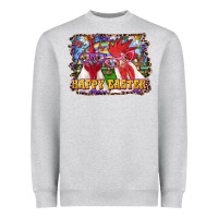 Heather Grey Happy Easter Roosters Heavyweight Sweatshirt - RanaPortraitStore