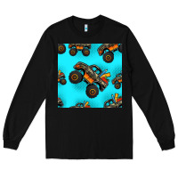 Black monster truck pre teen seamless pattern Long Sleeve Tee - HRA Design Shop