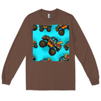 Chestnut monster truck pre teen seamless pattern Long Sleeve Tee - HRA Design Shop