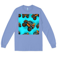 Colony Blue monster truck pre teen seamless pattern Long Sleeve Tee - HRA Design Shop