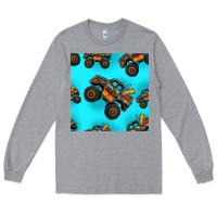 Heather Grey monster truck pre teen seamless pattern Long Sleeve Tee - HRA Design Shop
