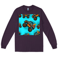 Plum monster truck pre teen seamless pattern Long Sleeve Tee - HRA Design Shop