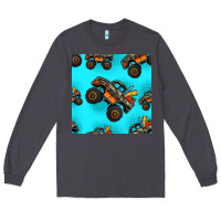 Smoke monster truck pre teen seamless pattern Long Sleeve Tee - HRA Design Shop