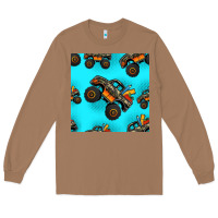 Toasted Coconut monster truck pre teen seamless pattern Long Sleeve Tee - HRA Design Shop