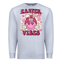 Heather Grey Easter vibes Premium Sweatshirt - MaliasSmallBusiness