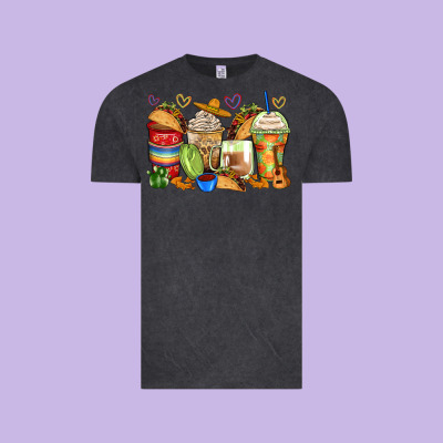 Tacos Coffee Cups Vintage Tee Designed By Zillion Design Studio