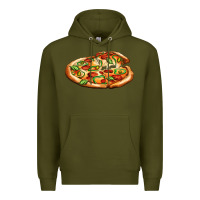 Army Green big pizza Premium Hoodie - AdoDesignShop