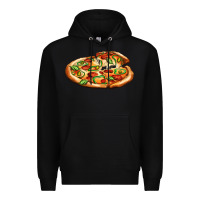 Black big pizza Premium Hoodie - AdoDesignShop