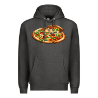 Charcoal Heather big pizza Premium Hoodie - AdoDesignShop