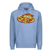 Colony Blue big pizza Premium Hoodie - AdoDesignShop