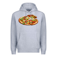 Heather Grey big pizza Premium Hoodie - AdoDesignShop