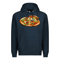 Navy big pizza Premium Hoodie - AdoDesignShop