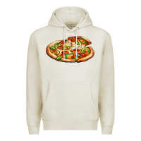 Oatmeal Heather big pizza Premium Hoodie - AdoDesignShop