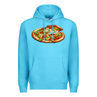 Ocean Blue big pizza Premium Hoodie - AdoDesignShop