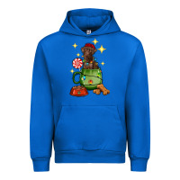 Cobalt Christmas coffee cup with Labrador Urban Hoodie - RanaPortraitStore