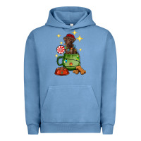 Pigment Pebble Blue Christmas coffee cup with Labrador Urban Hoodie - RanaPortraitStore