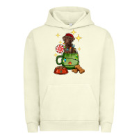 Pigment Pistachio Christmas coffee cup with Labrador Urban Hoodie - RanaPortraitStore