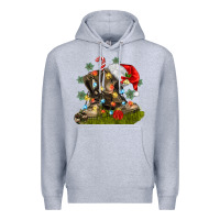 Heather Grey Christmas soldier veteran boots Premium Hoodie - MaliasSmallBusiness