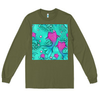 Army Green mermaid tail seamless pattern Long Sleeve Tee - HRA Design Shop