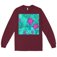Burgundy mermaid tail seamless pattern Long Sleeve Tee - HRA Design Shop