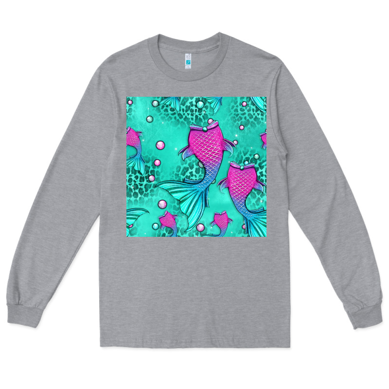 Mermaid Tail Seamless Pattern Long Sleeve Tee by HRA Design Shop | Teevron