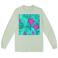 Matcha mermaid tail seamless pattern Long Sleeve Tee - HRA Design Shop