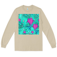 Mushroom mermaid tail seamless pattern Long Sleeve Tee - HRA Design Shop